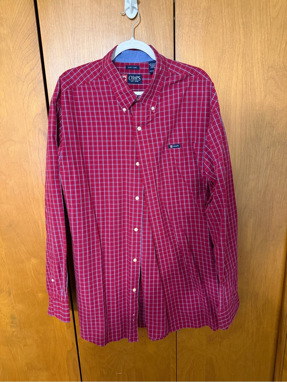 Chaps Red Plaid Long-Sleeve Button-Down Shirt